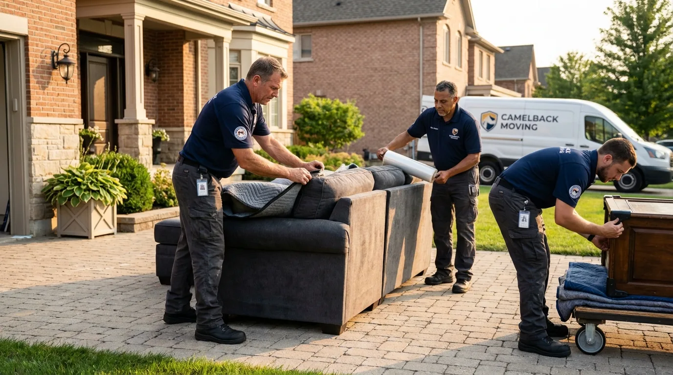 Large estate moving crew wrapping furniture in Tooele, UT