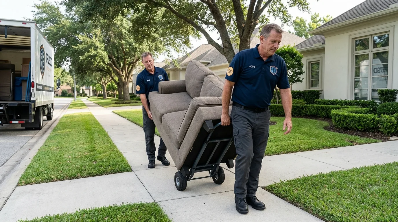Local residential moving crew loading furniture in Tooele, UT